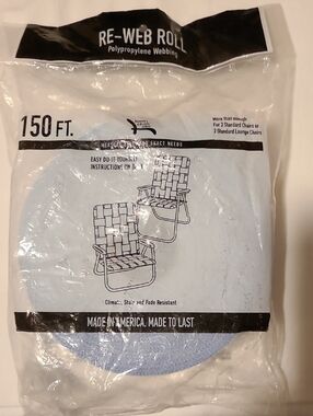 Re-Web Polypropylene Webbing, 150 Feet By 2-1/4 Inch, NWT, Lawn Chair Aluminum